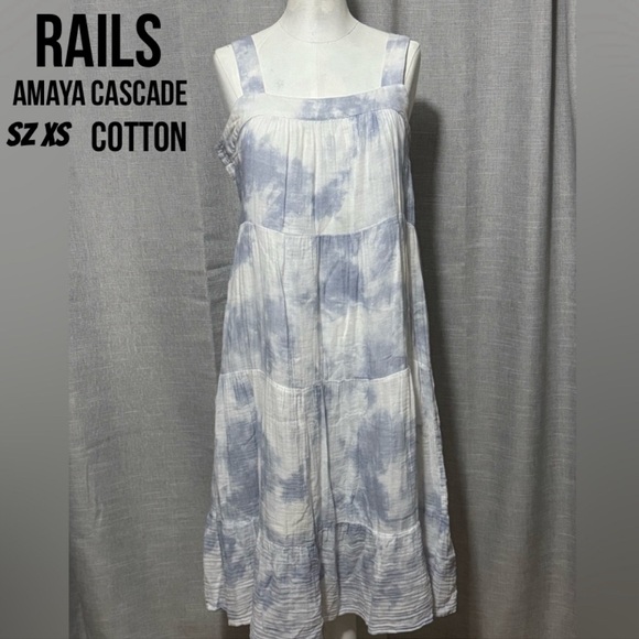 Rails Dresses & Skirts - Rails Dress-xs-Cotton-Blue & White-Tie Dye Cloud Vibes-Lined-Two Button Closure